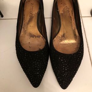A.Testoni suede and swarovski flats